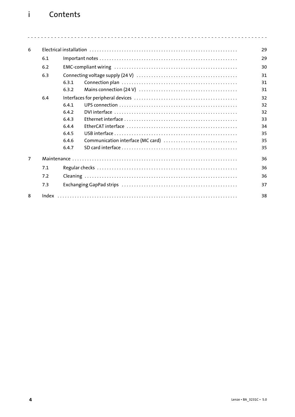 Contents i | Lenze Controller 3200 C Operating Instructions User Manual | Page 4 / 40