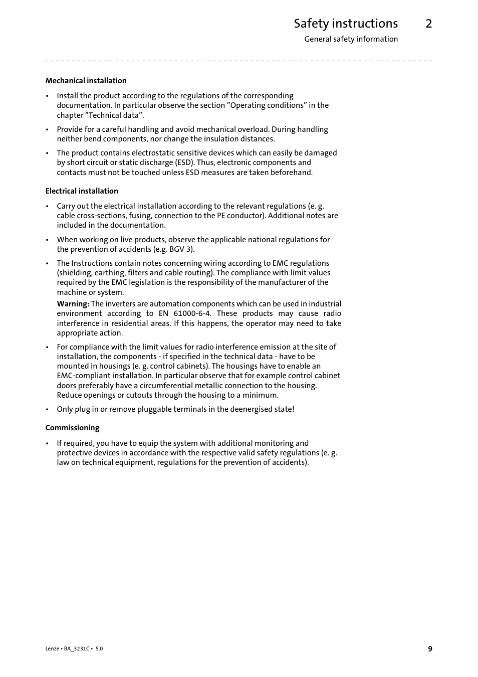 Safety instructions | Lenze Controller 3200 C Operating Instructions User Manual | Page 9 / 40