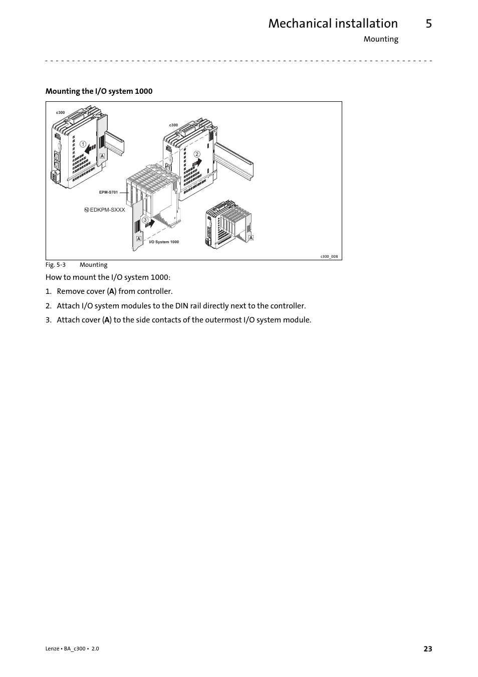 Mechanical installation | Lenze c300 Operating Instructions User Manual | Page 23 / 35