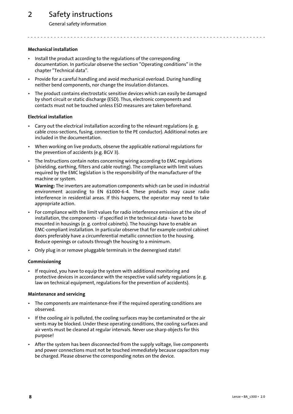 Safety instructions | Lenze c300 Operating Instructions User Manual | Page 8 / 35