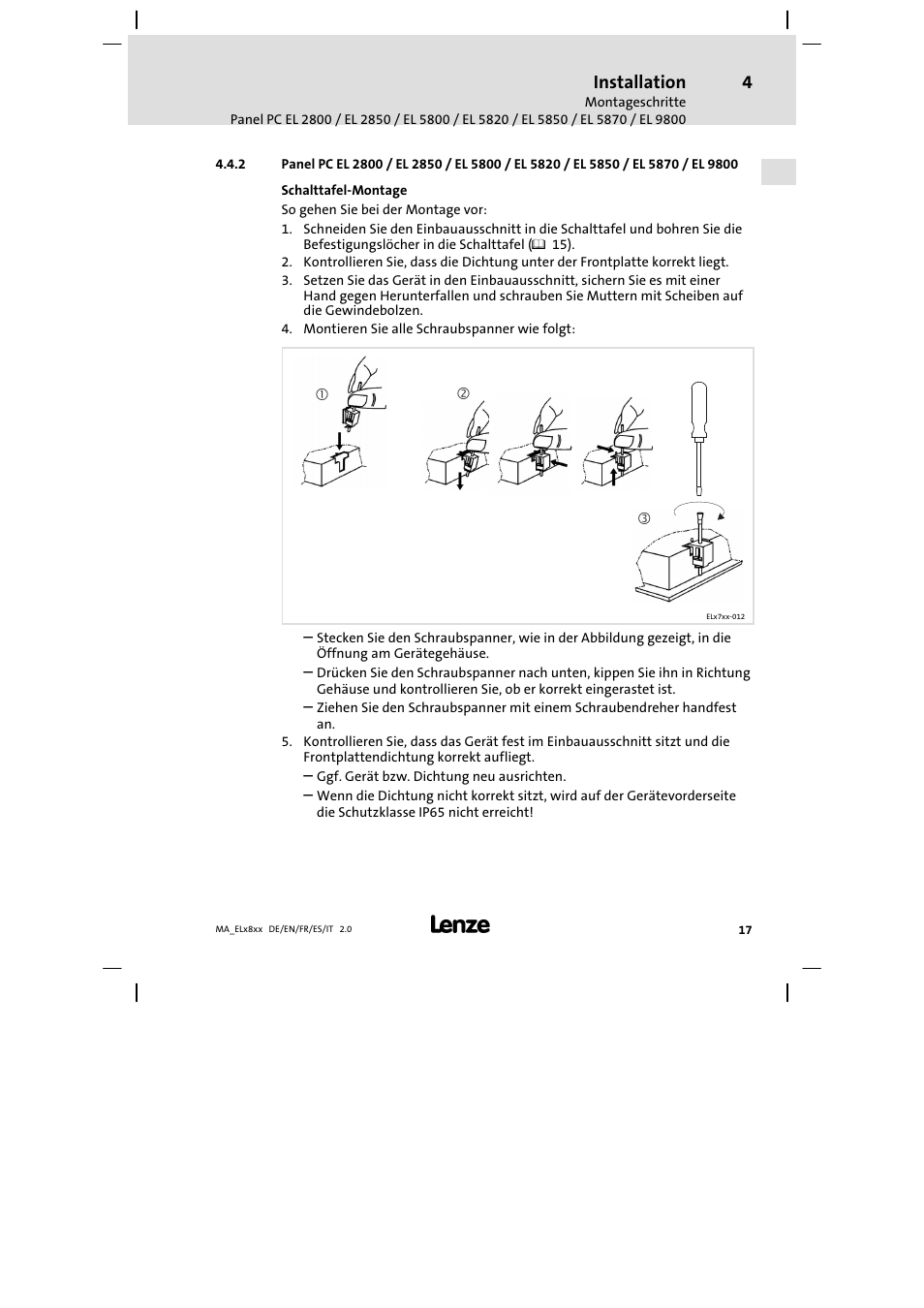 Installation | Lenze EL 9800 Mounting Instructions User Manual | Page 17 / 89