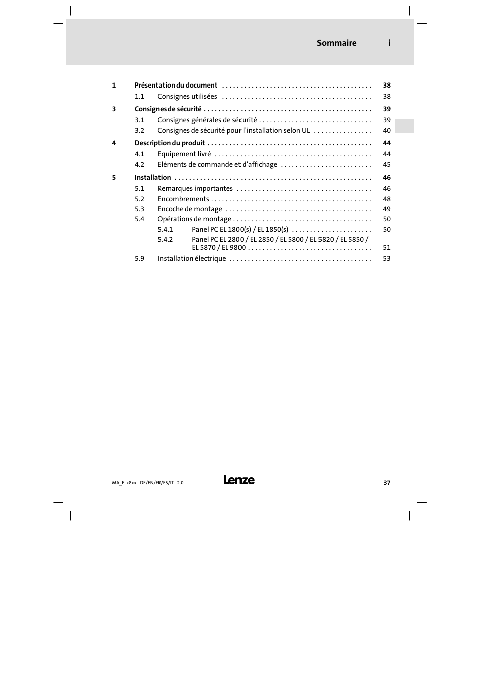 Lenze EL 9800 Mounting Instructions User Manual | Page 37 / 89