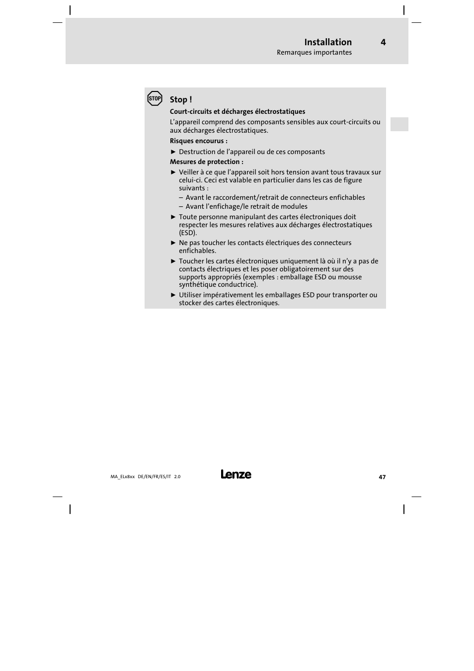 Installation | Lenze EL 9800 Mounting Instructions User Manual | Page 47 / 89