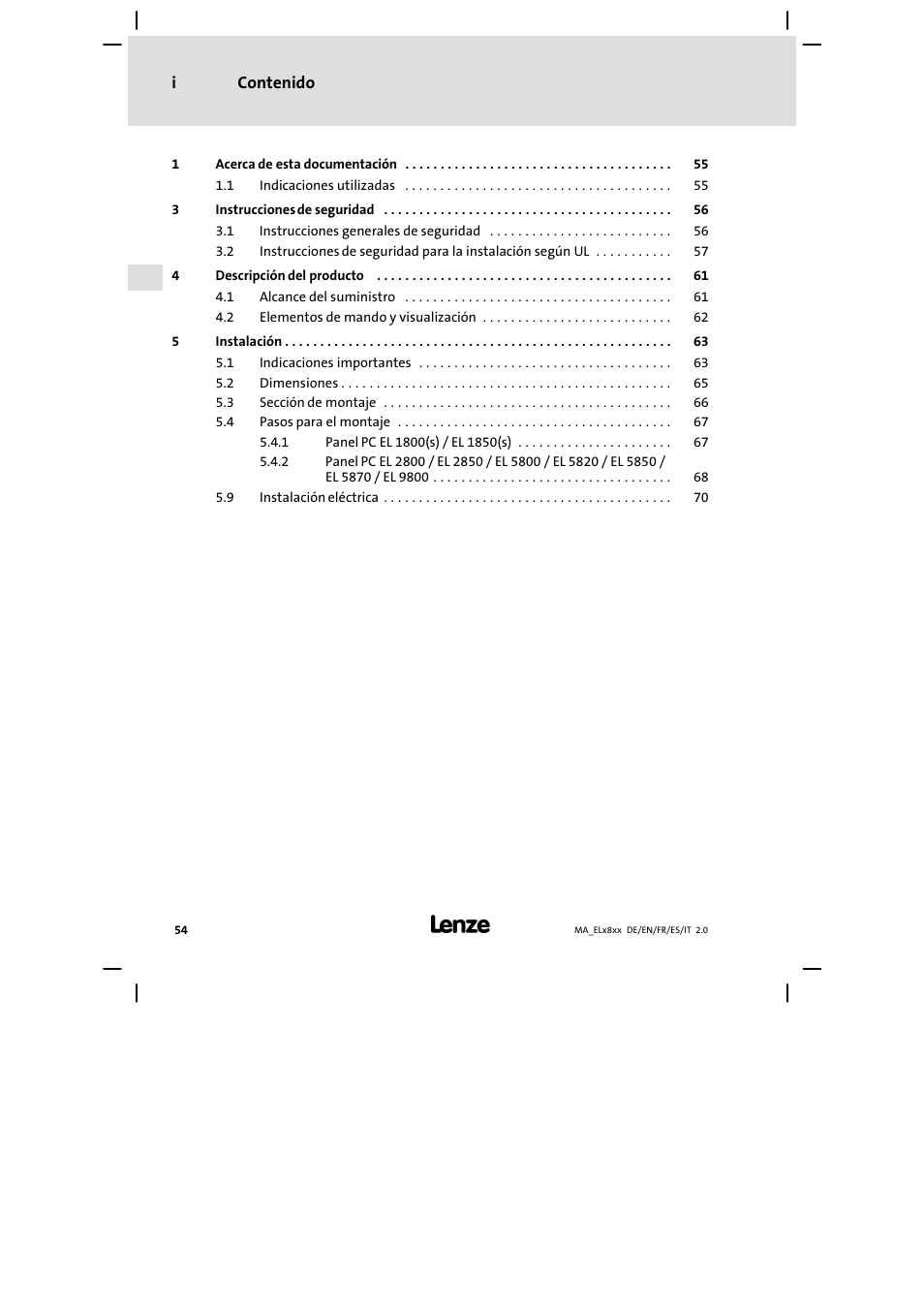 Lenze EL 9800 Mounting Instructions User Manual | Page 54 / 89