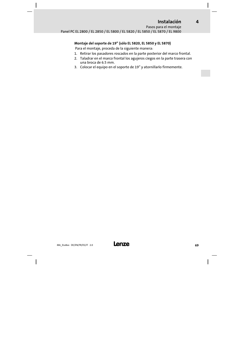 Lenze EL 9800 Mounting Instructions User Manual | Page 69 / 89