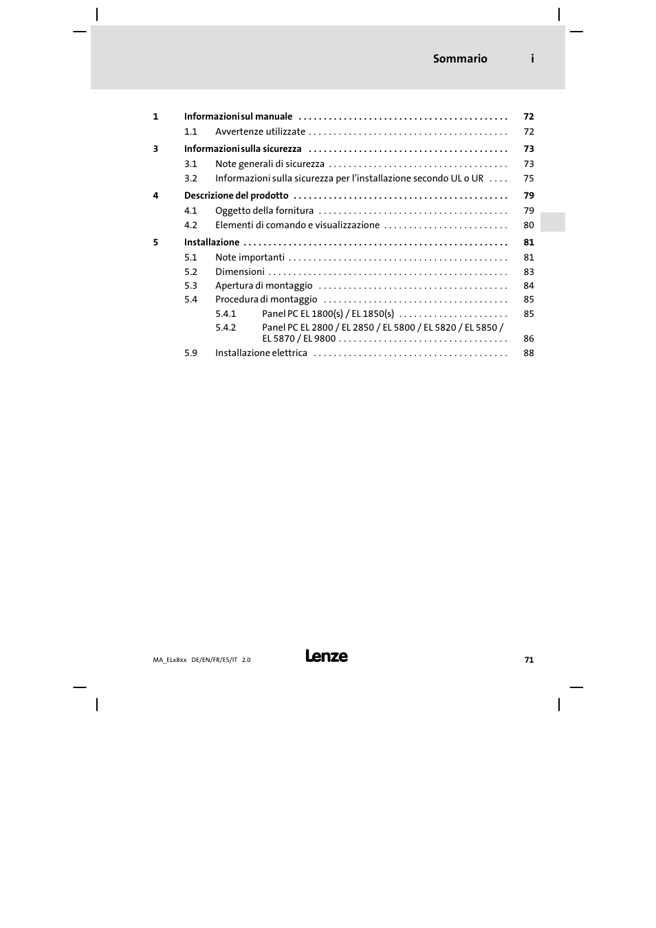 Lenze EL 9800 Mounting Instructions User Manual | Page 71 / 89