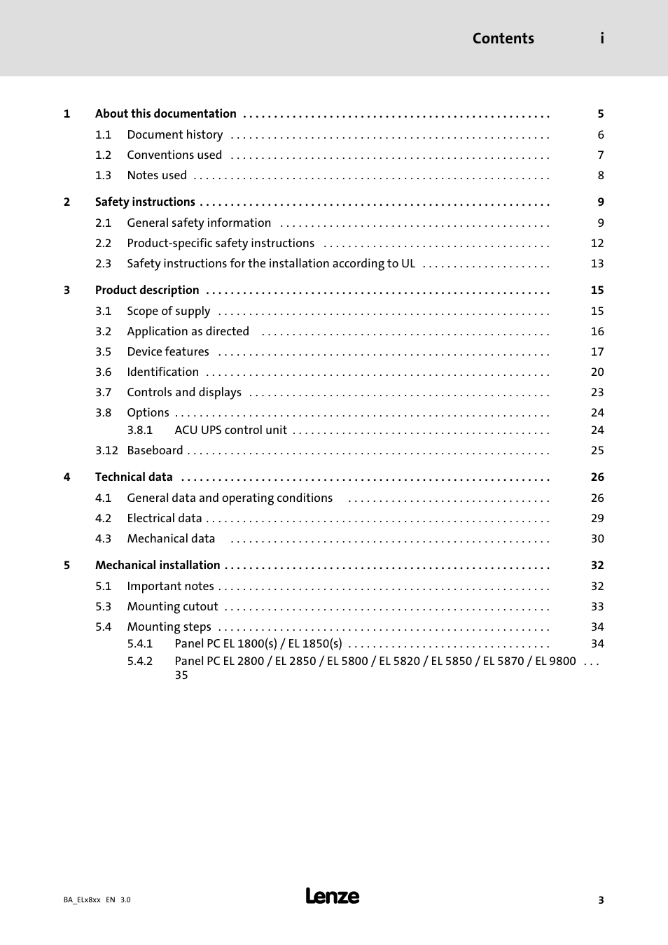 Lenze EL 9800 Operating Instructions User Manual | Page 3 / 57