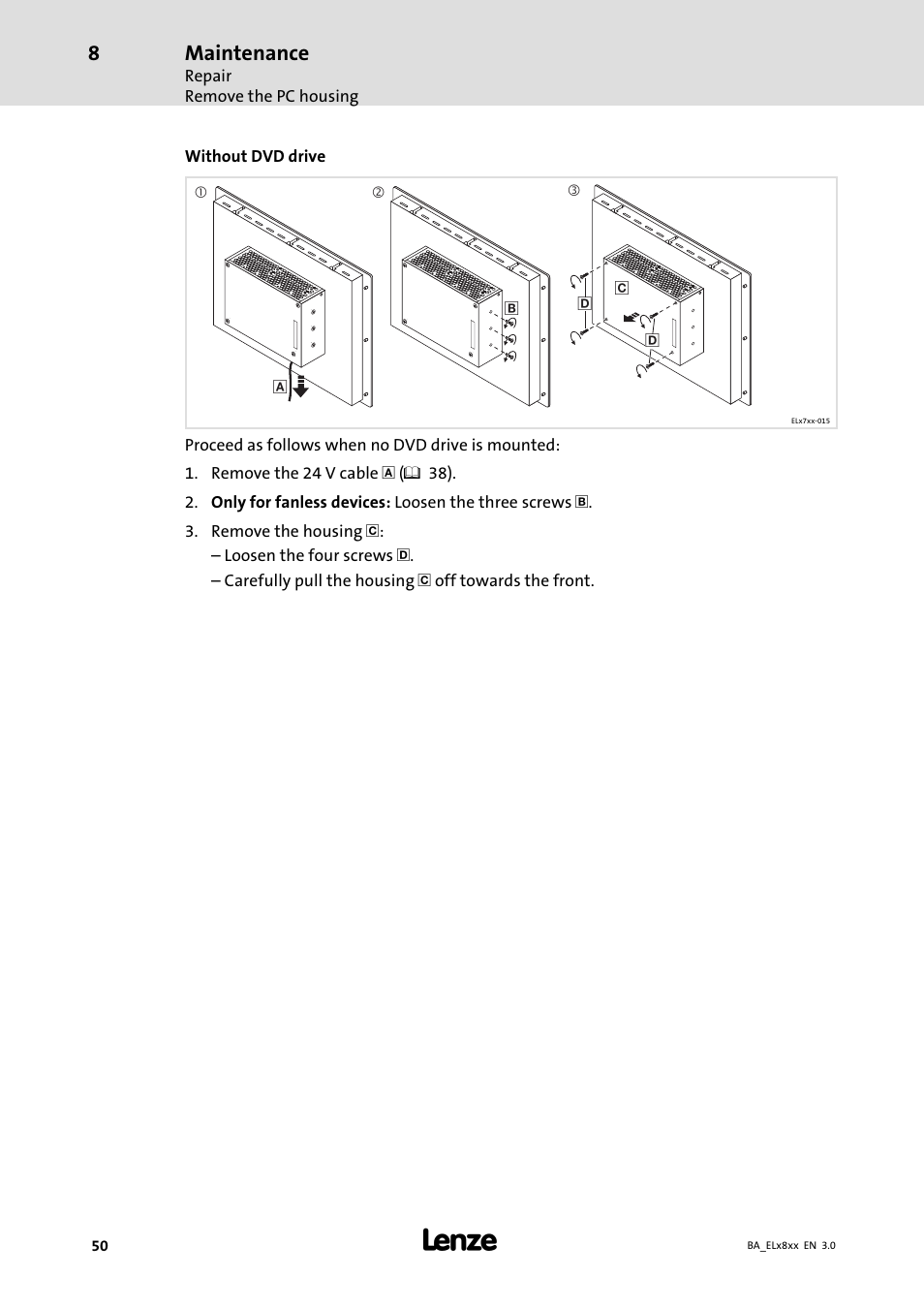Maintenance | Lenze EL 9800 Operating Instructions User Manual | Page 50 / 57