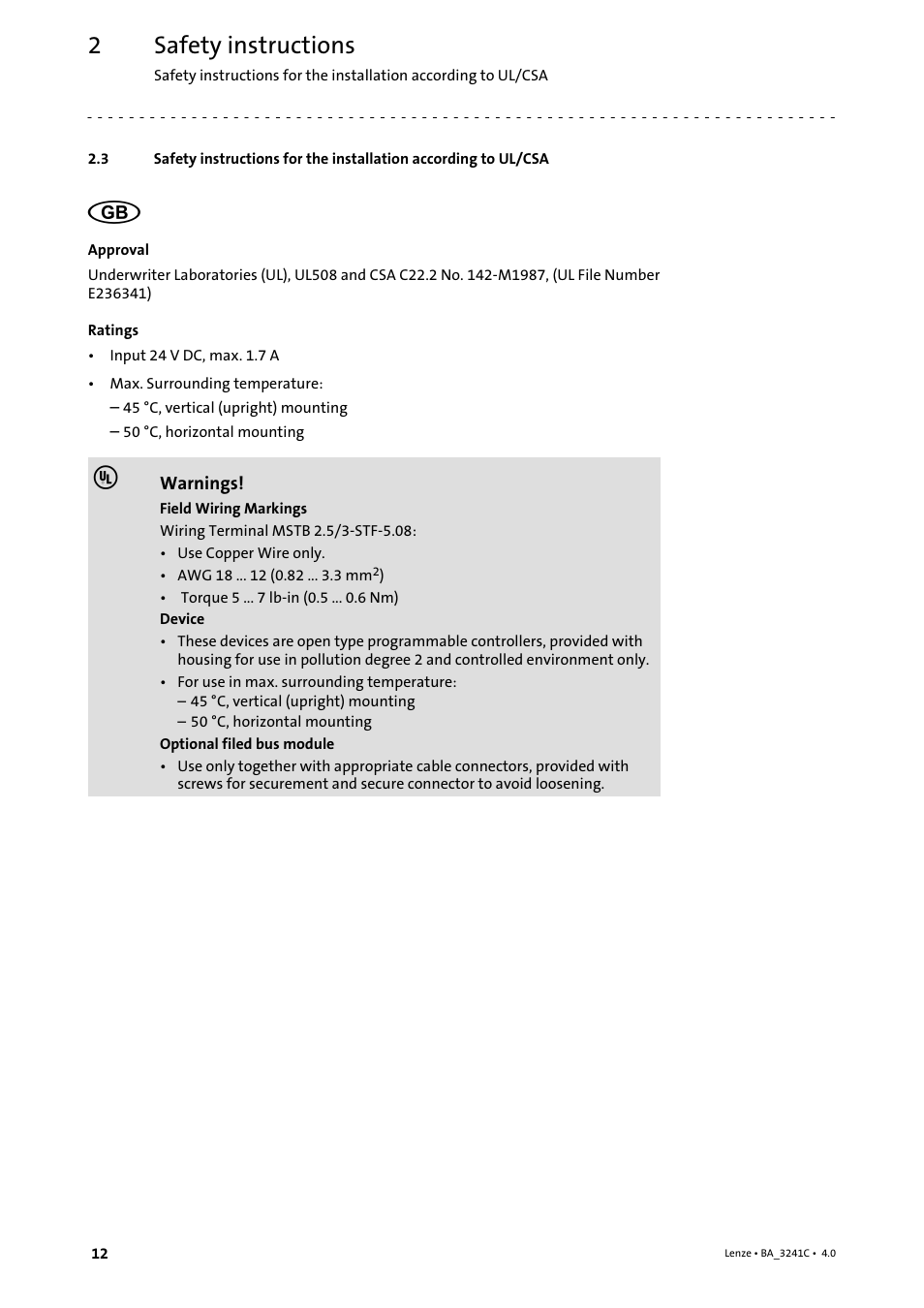 Safety instructions | Lenze 3200 C User Manual | Page 12 / 38