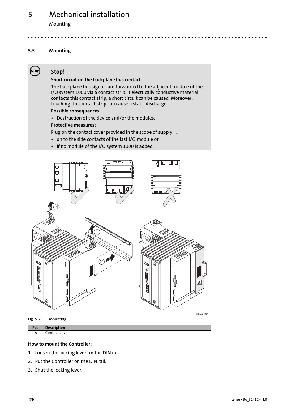 3 mounting, Mounting, Mechanical installation | Lenze 3200 C User Manual | Page 26 / 38