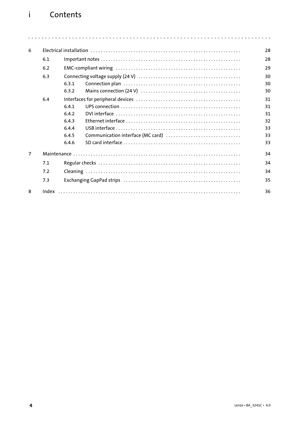 Contents i | Lenze 3200 C User Manual | Page 4 / 38