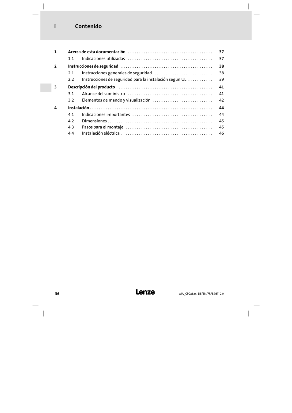 Lenze CPC 2800 Mounting Instructions User Manual | Page 36 / 59