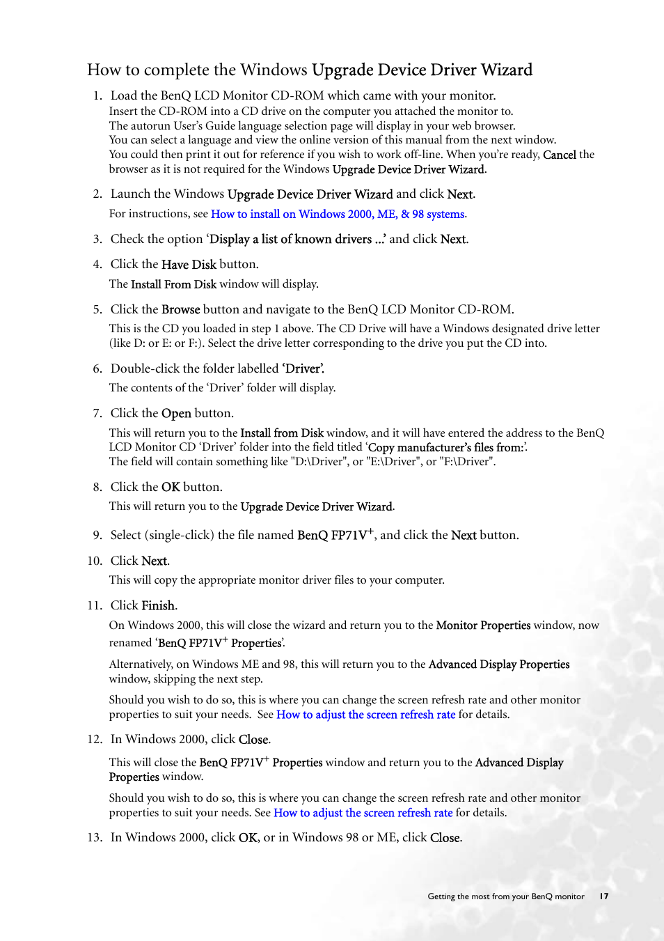 BenQ FP71V+ User Manual | Page 17 / 38
