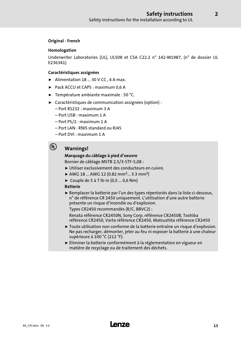 Safety instructions | Lenze CPC 2800 Operating Instructions User Manual | Page 13 / 39