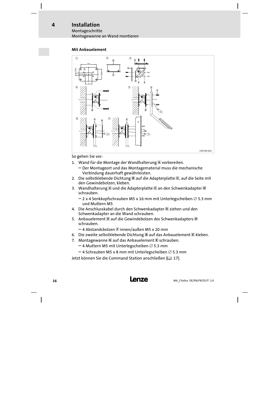 Installation | Lenze CS 9000 DVI Mounting Instructions User Manual | Page 16 / 86