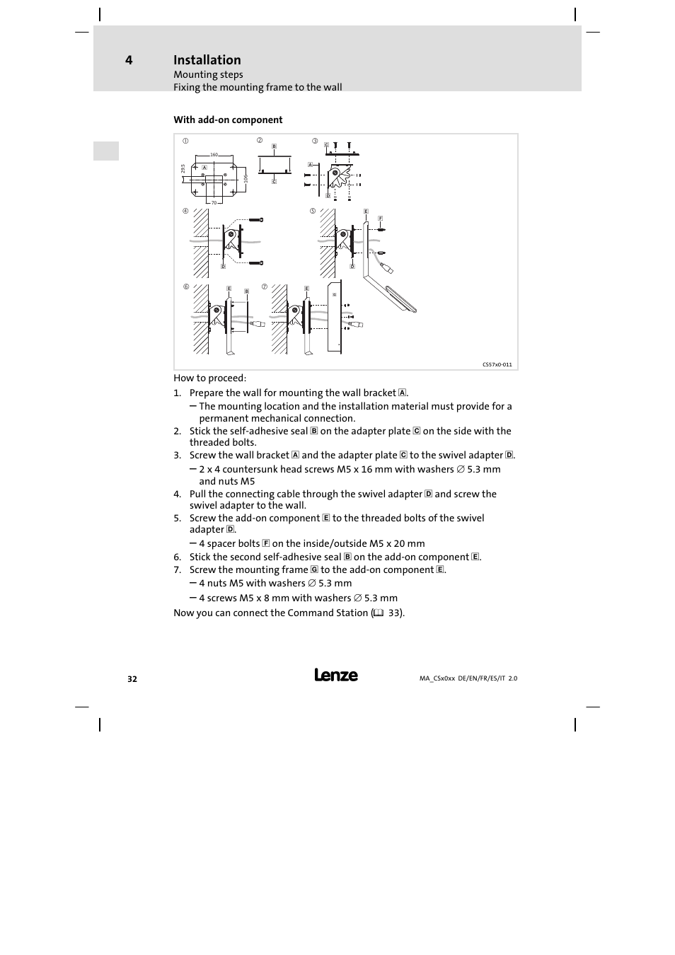 Installation | Lenze CS 9000 DVI Mounting Instructions User Manual | Page 32 / 86