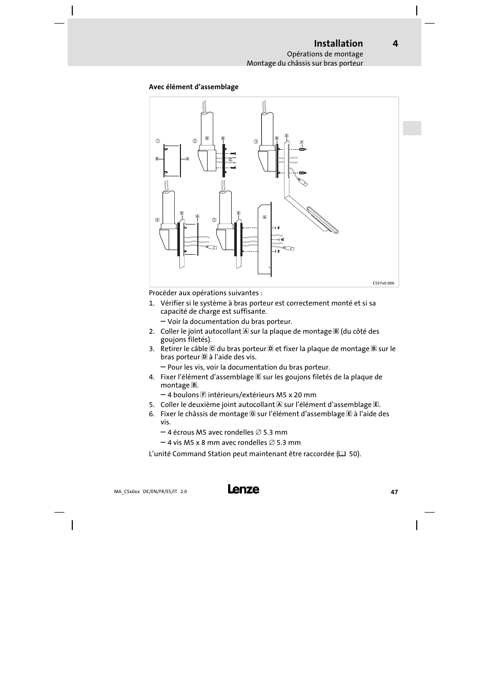 Installation | Lenze CS 9000 DVI Mounting Instructions User Manual | Page 47 / 86