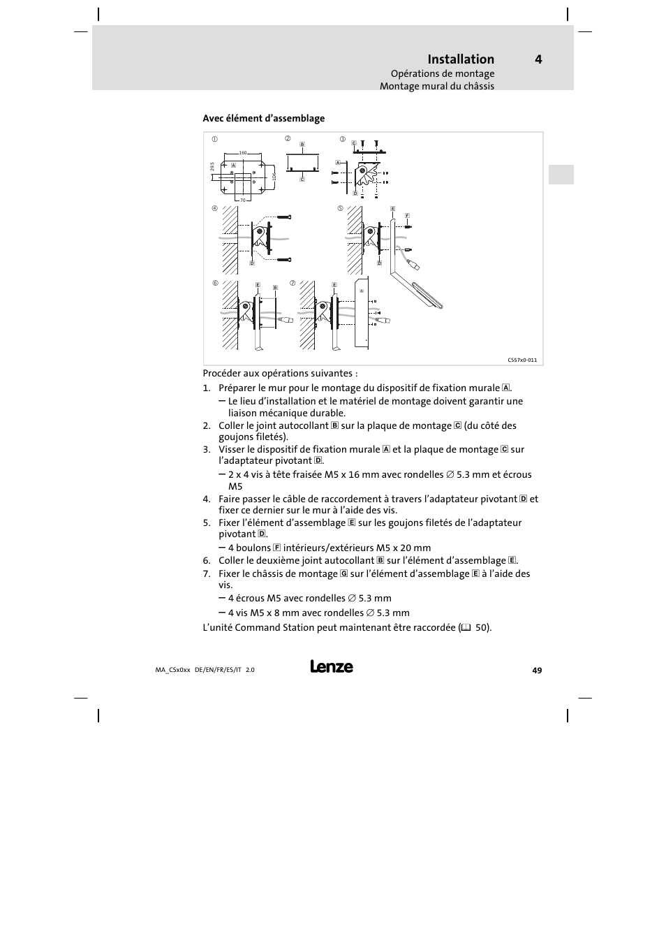 Installation | Lenze CS 9000 DVI Mounting Instructions User Manual | Page 49 / 86