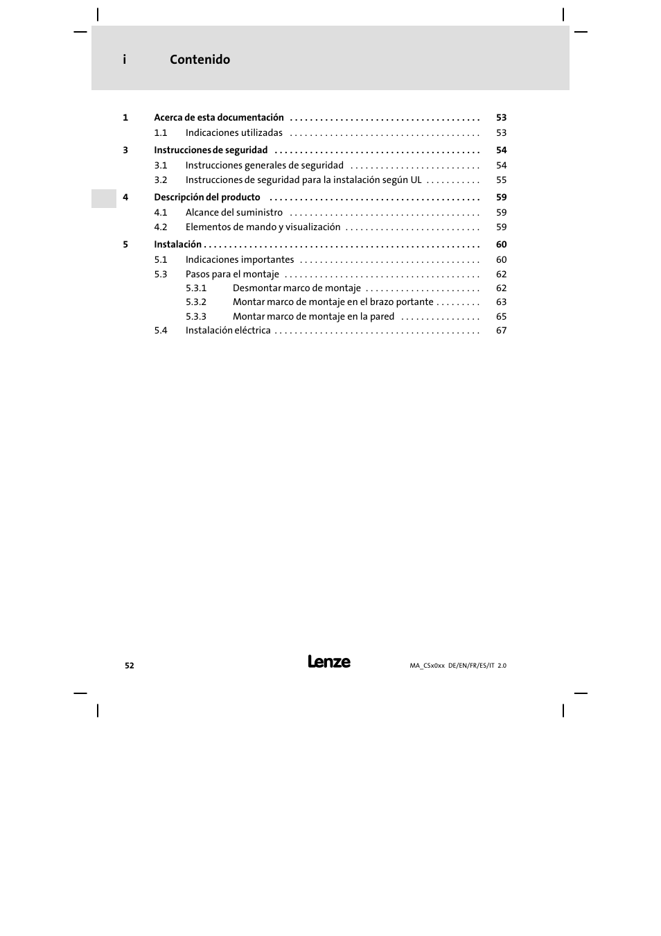 Lenze CS 9000 DVI Mounting Instructions User Manual | Page 52 / 86