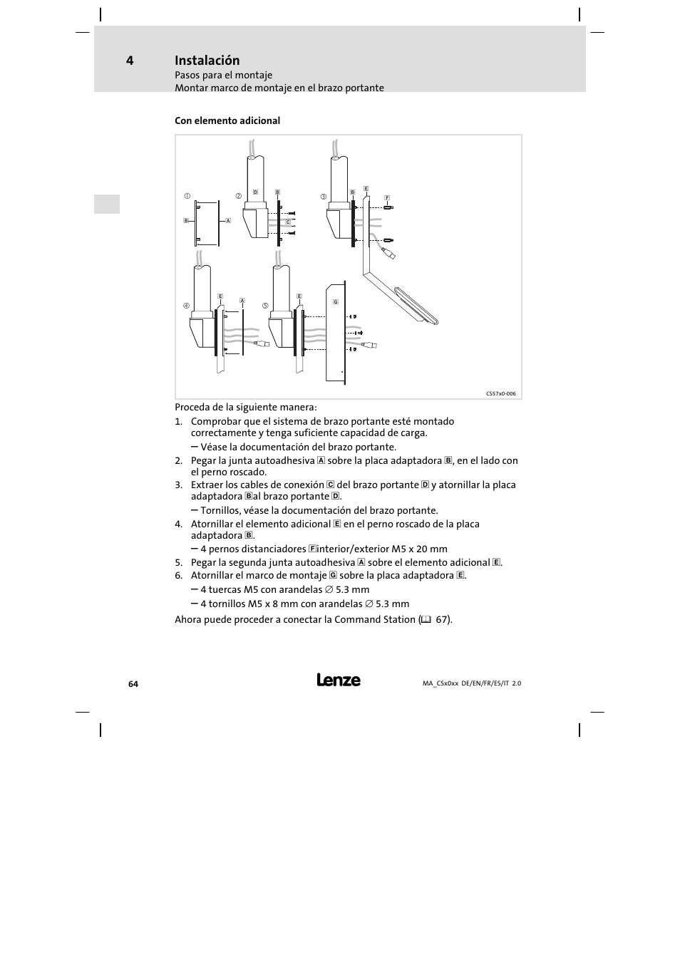 Instalación | Lenze CS 9000 DVI Mounting Instructions User Manual | Page 64 / 86