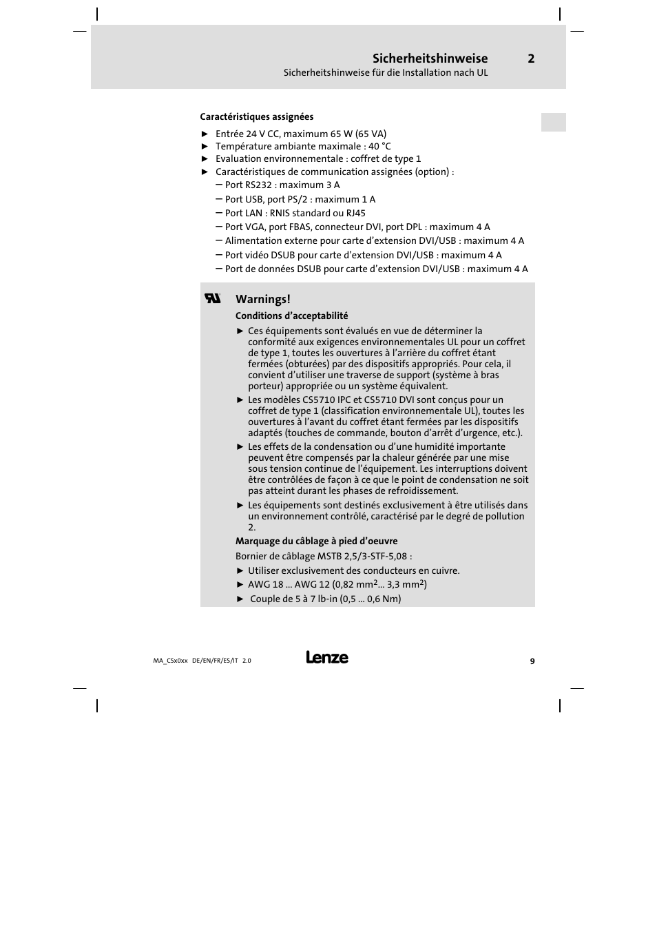 Sicherheitshinweise | Lenze CS 9000 DVI Mounting Instructions User Manual | Page 9 / 86