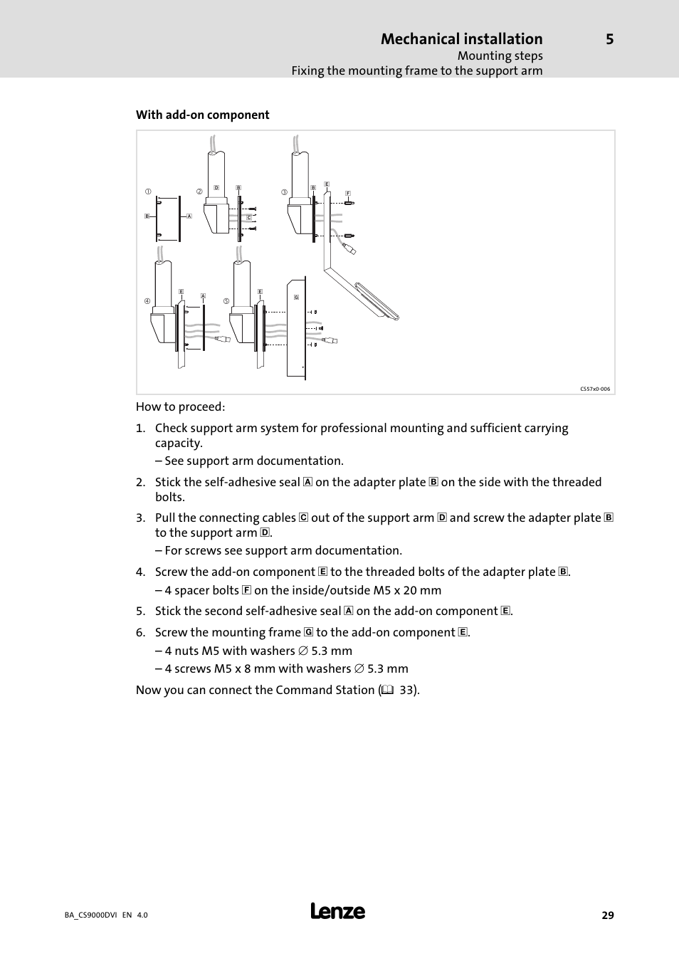 Mechanical installation | Lenze CS 9000 DVI Operating Instructions User Manual | Page 29 / 53