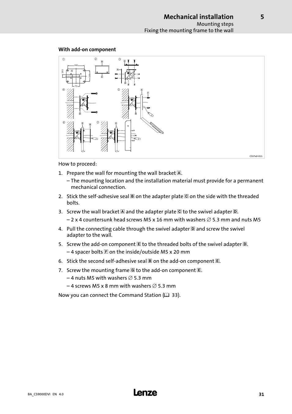 Mechanical installation | Lenze CS 9000 DVI Operating Instructions User Manual | Page 31 / 53