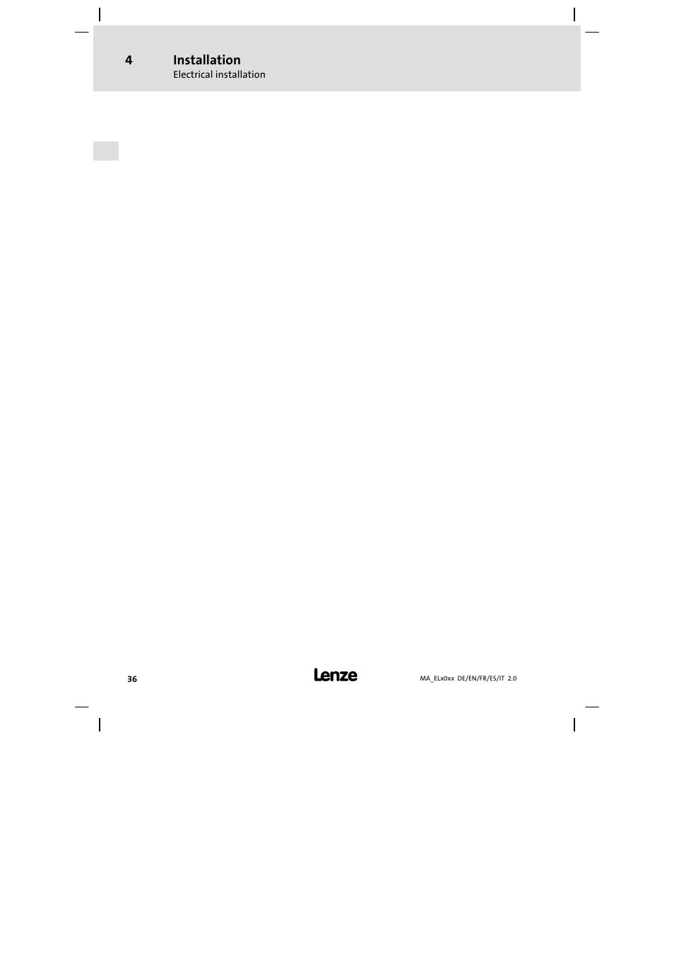 Lenze MP 9000 DVI Mounting Instructions User Manual | Page 36 / 88