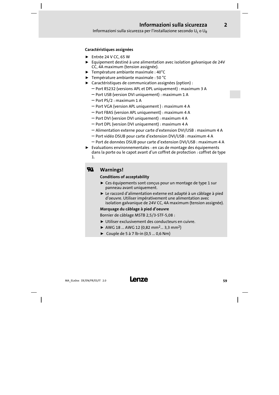 Informazioni sulla sicurezza | Lenze MP 9000 DVI Mounting Instructions User Manual | Page 59 / 88