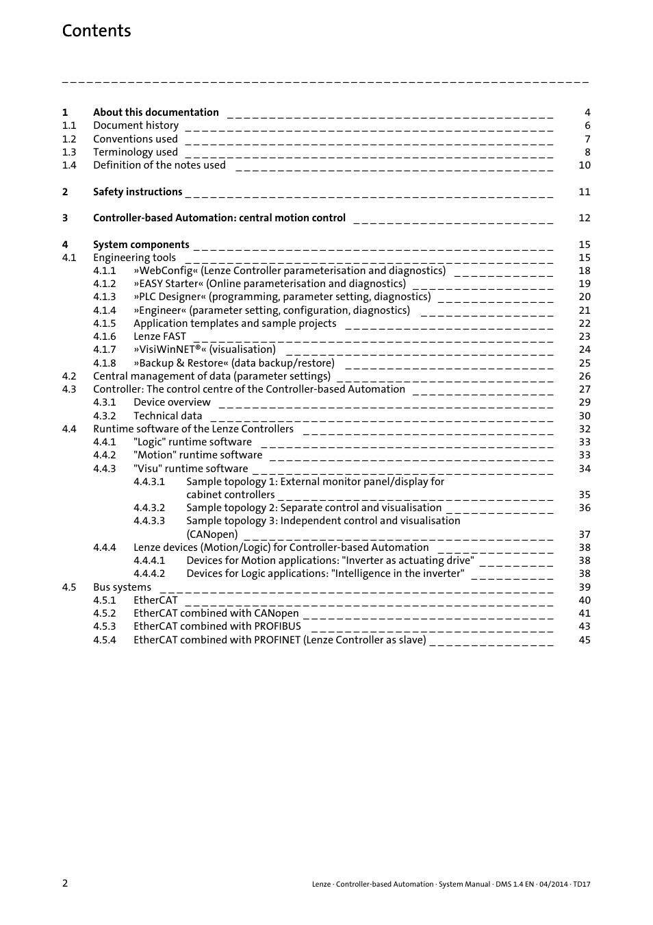 Lenze Controller-based Automation User Manual | Page 2 / 68