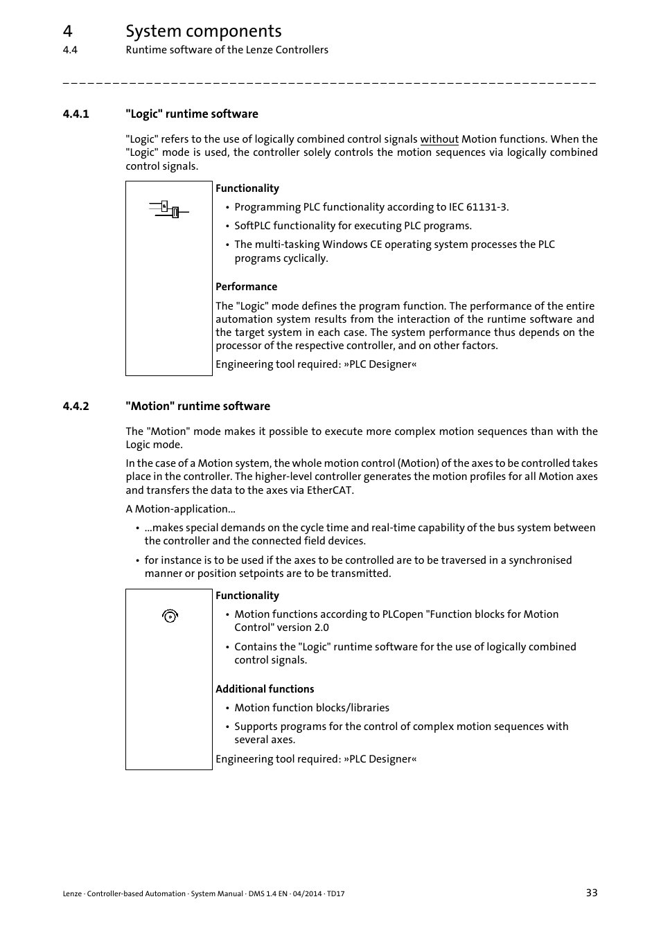 1 "logic" runtime software, 2 "motion" runtime software, Logic" runtime software | Motion" runtime software, 4system components | Lenze Controller-based Automation User Manual | Page 33 / 68