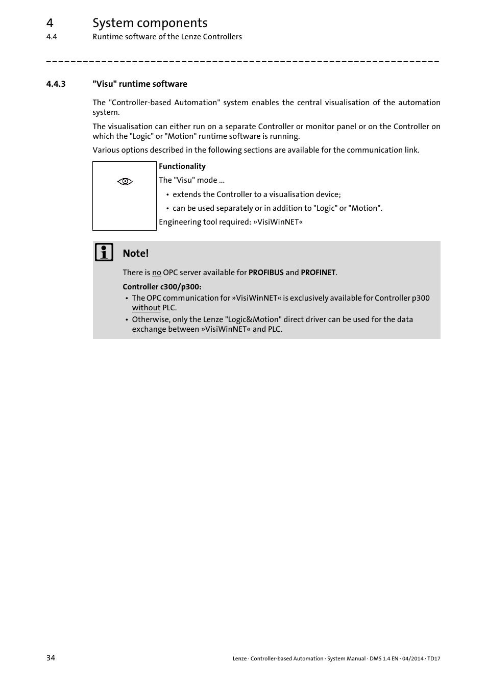 3 "visu" runtime software, Visu" runtime software, 4system components | Lenze Controller-based Automation User Manual | Page 34 / 68
