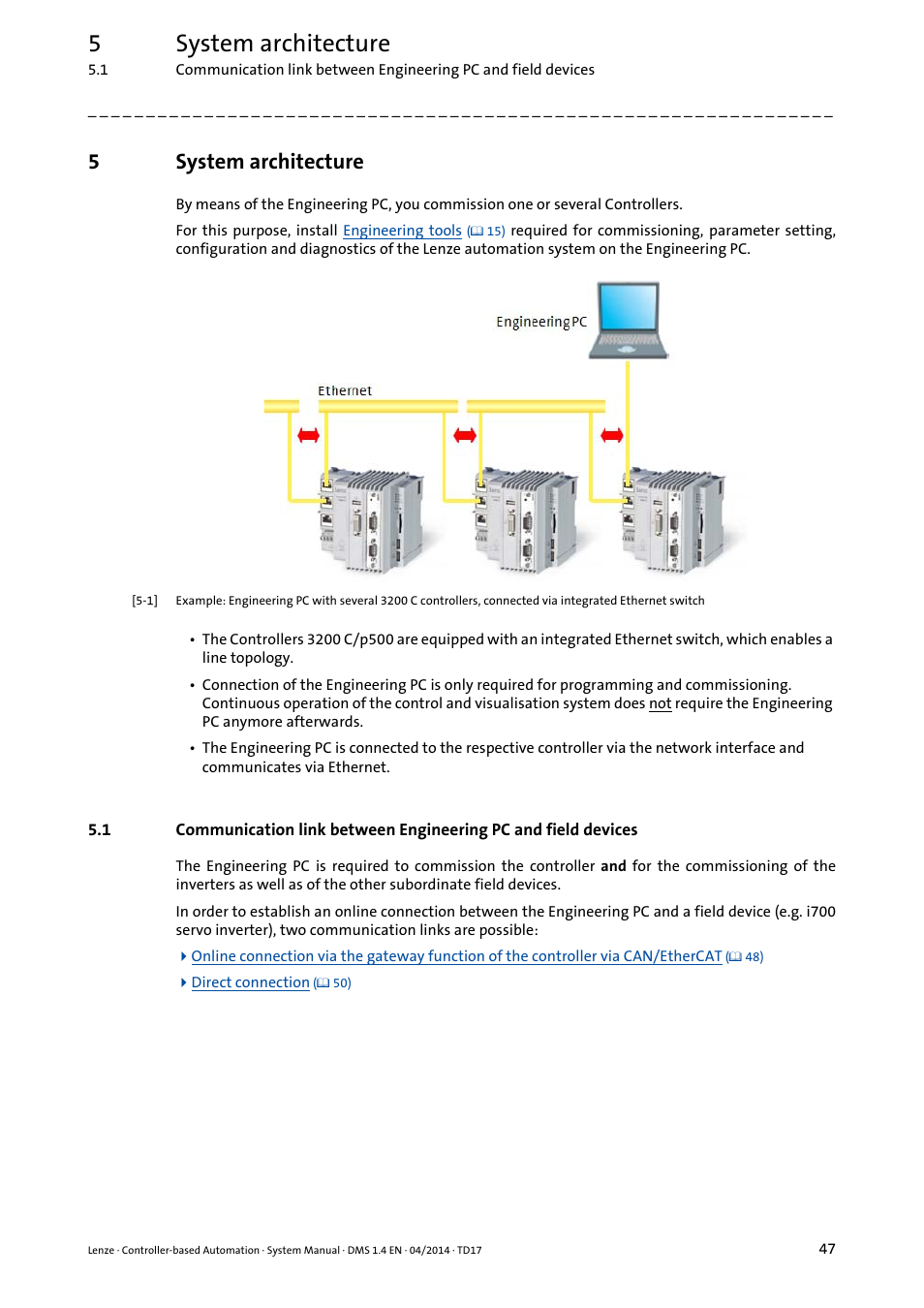 5 system architecture, System architecture, 5system architecture | Lenze Controller-based Automation User Manual | Page 47 / 68