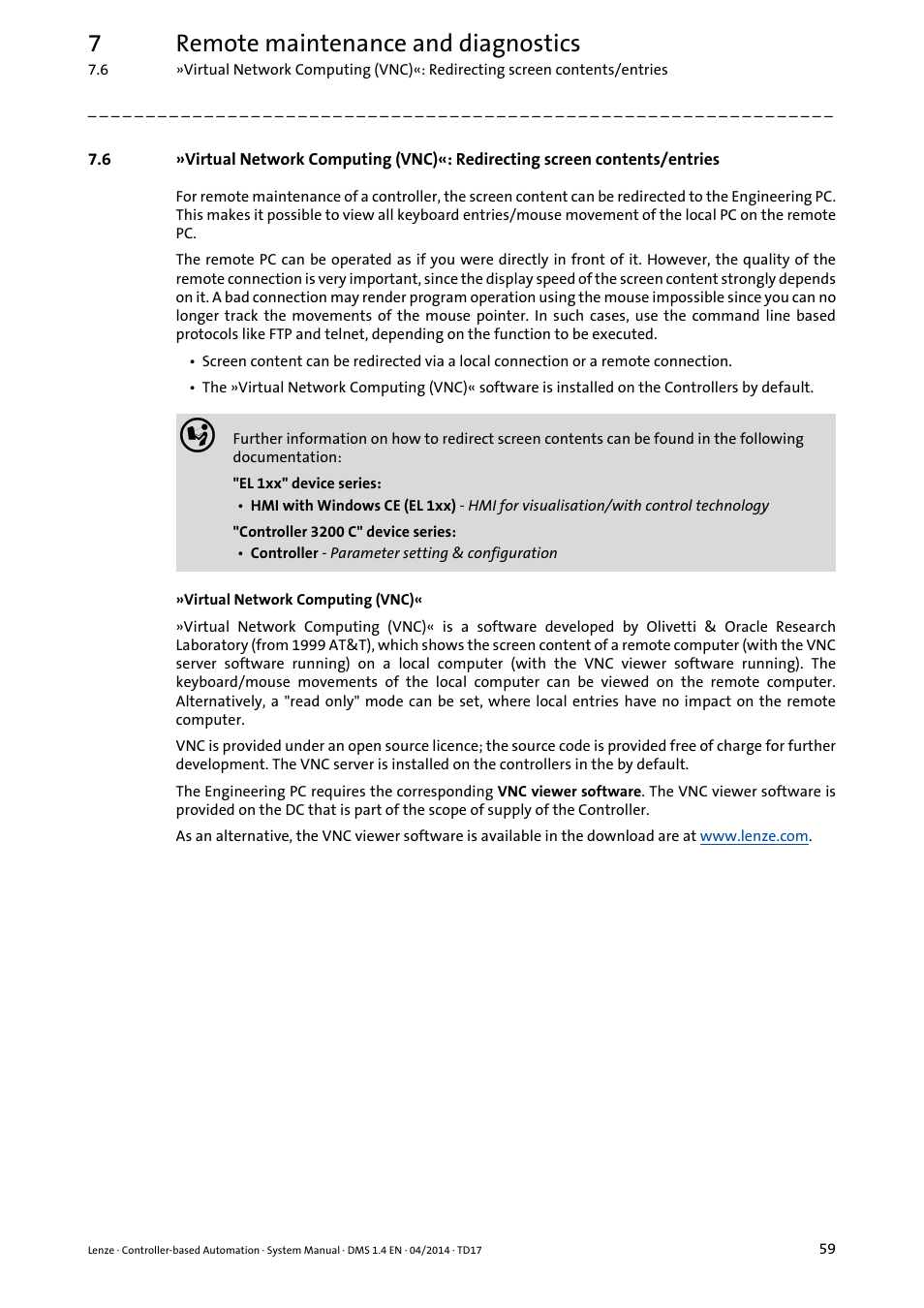 Virtual, 7remote maintenance and diagnostics | Lenze Controller-based Automation User Manual | Page 59 / 68