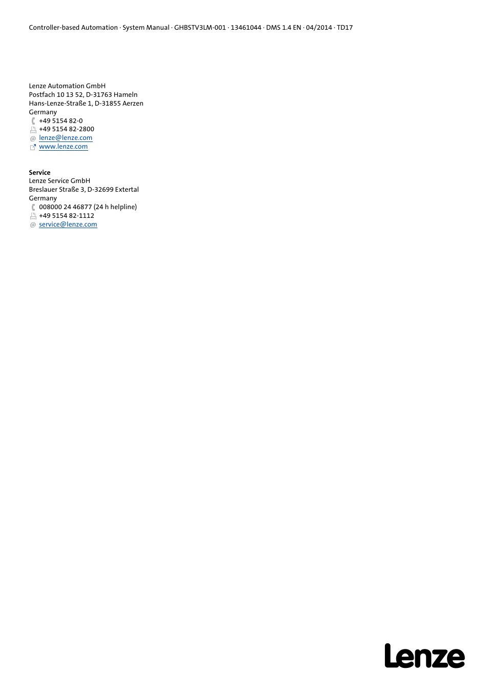 Lenze Controller-based Automation User Manual | Page 68 / 68