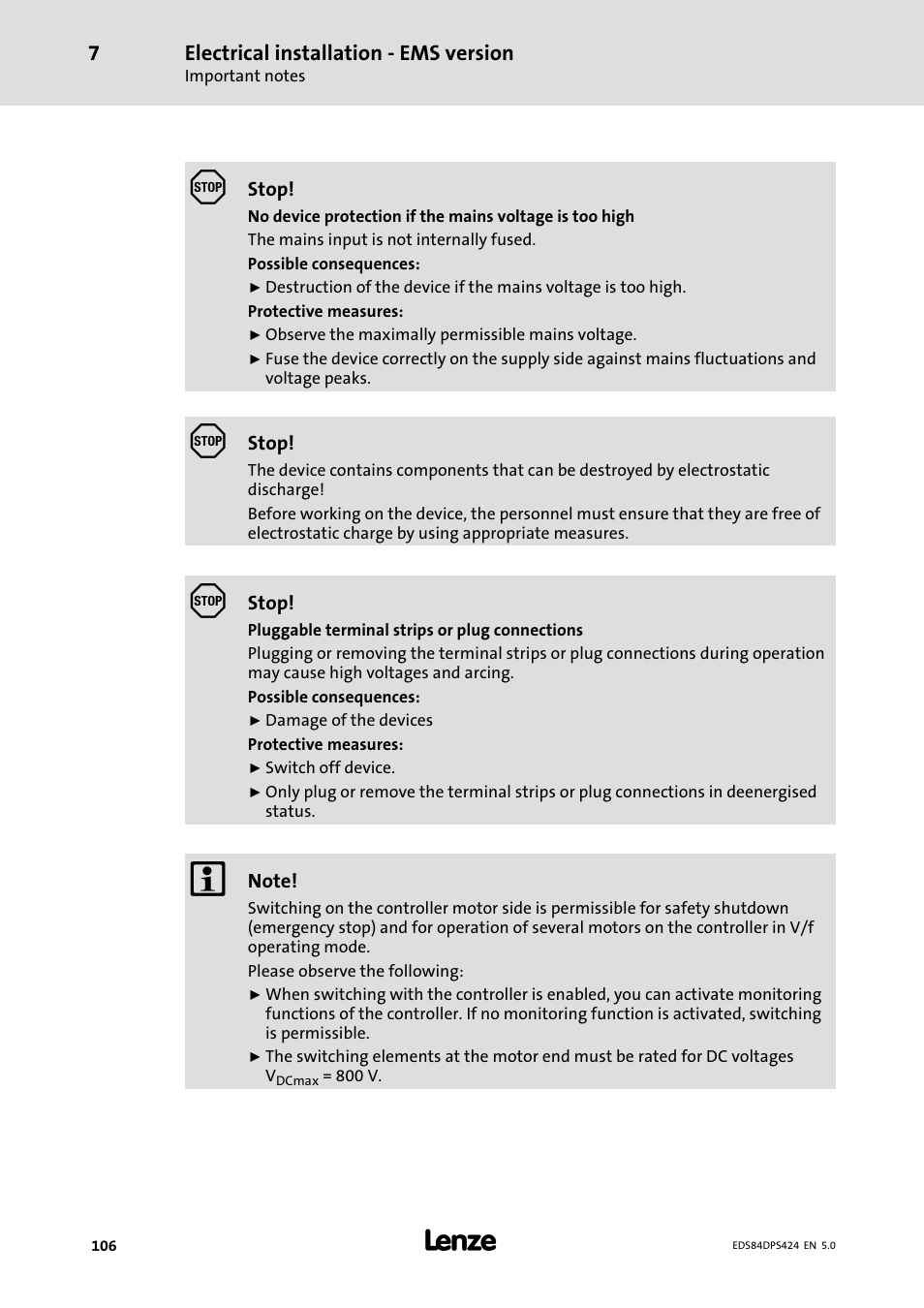 Lenze 8400 protec Manual User Manual | Page 106 / 198