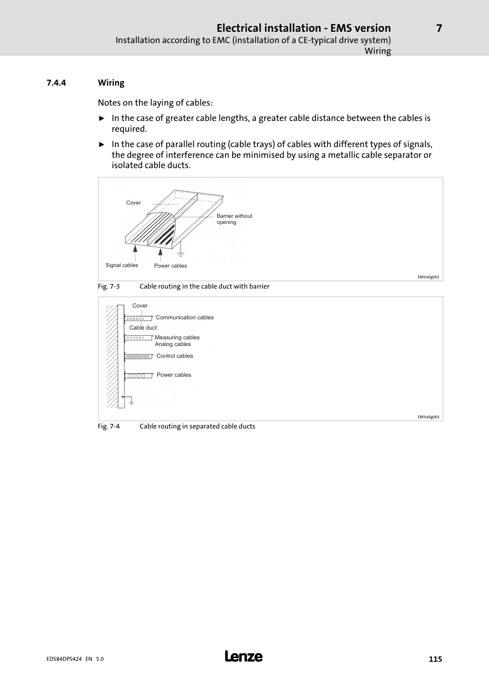 Wiring, Electrical installation − ems version | Lenze 8400 protec Manual User Manual | Page 115 / 198