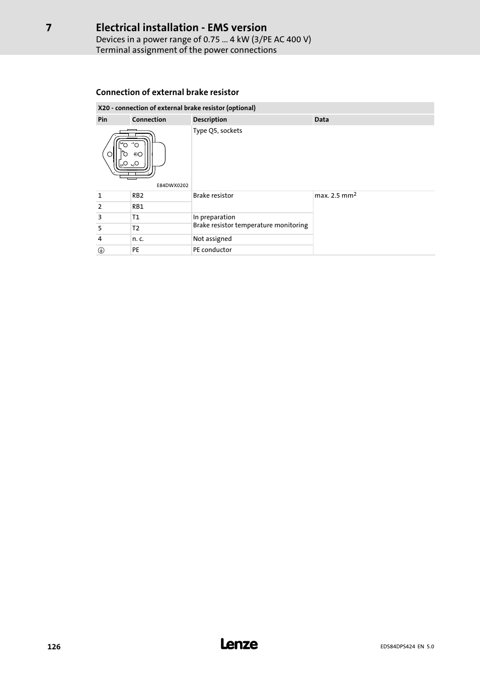 Electrical installation − ems version | Lenze 8400 protec Manual User Manual | Page 126 / 198