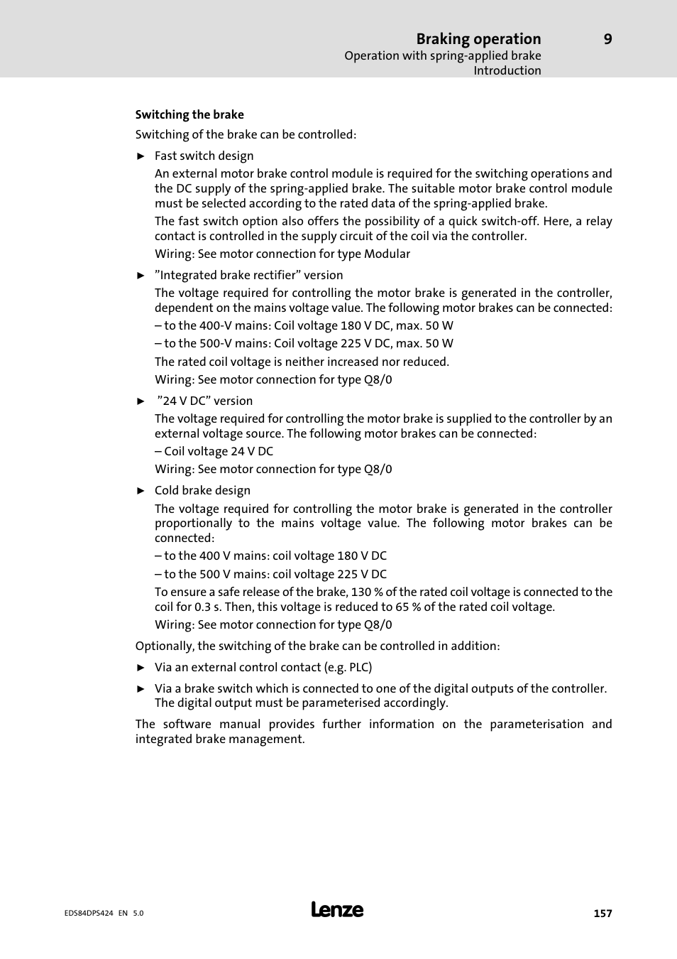 Braking operation | Lenze 8400 protec Manual User Manual | Page 157 / 198