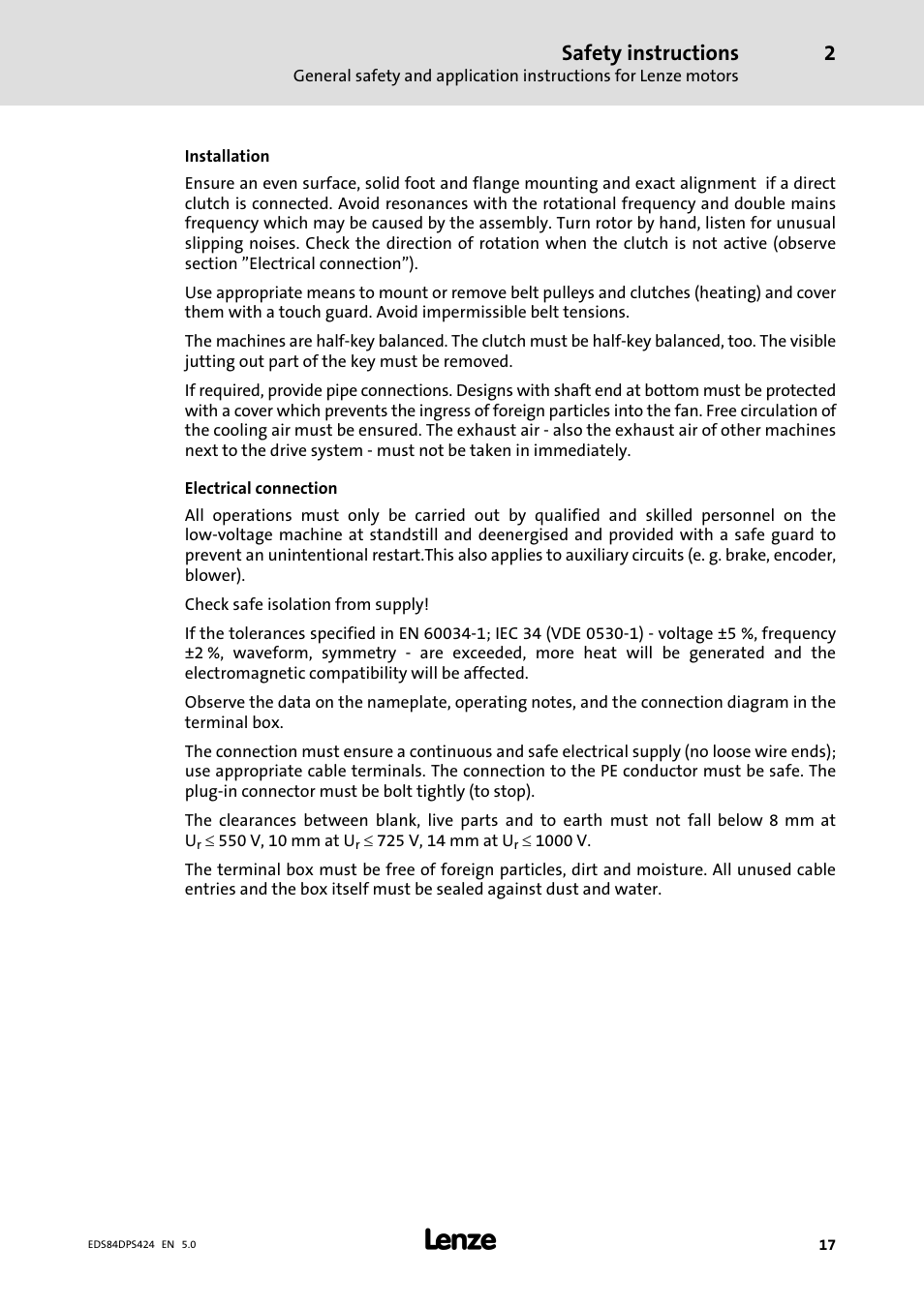 Safety instructions | Lenze 8400 protec Manual User Manual | Page 17 / 198
