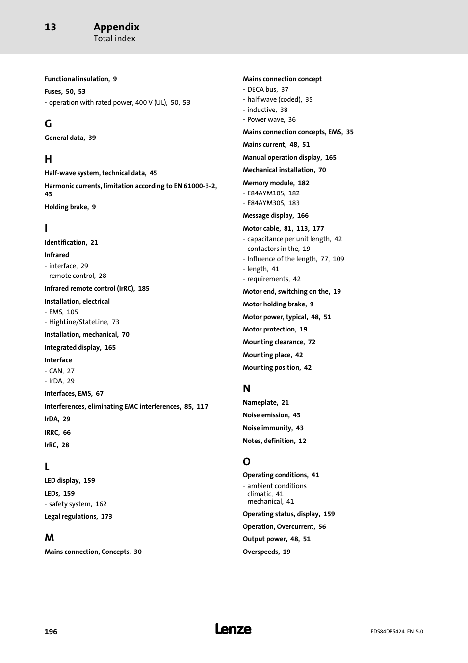 Appendix | Lenze 8400 protec Manual User Manual | Page 196 / 198