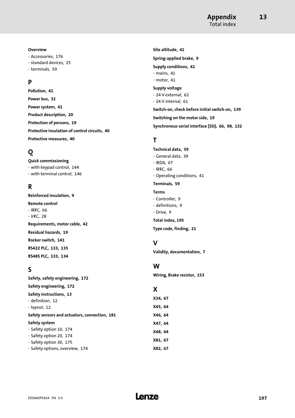 Appendix | Lenze 8400 protec Manual User Manual | Page 197 / 198