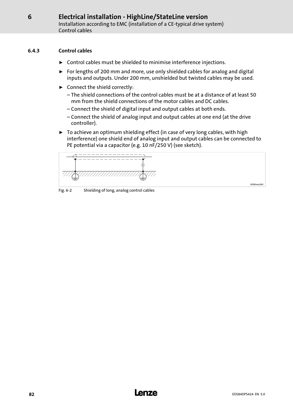 Control cables | Lenze 8400 protec Manual User Manual | Page 82 / 198