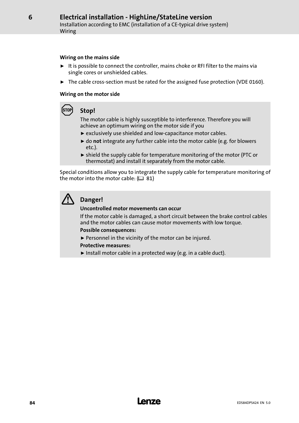 Lenze 8400 protec Manual User Manual | Page 84 / 198
