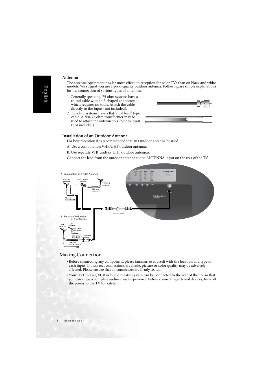 Eng lish, Making connection | BenQ DV2050 User Manual | Page 14 / 42