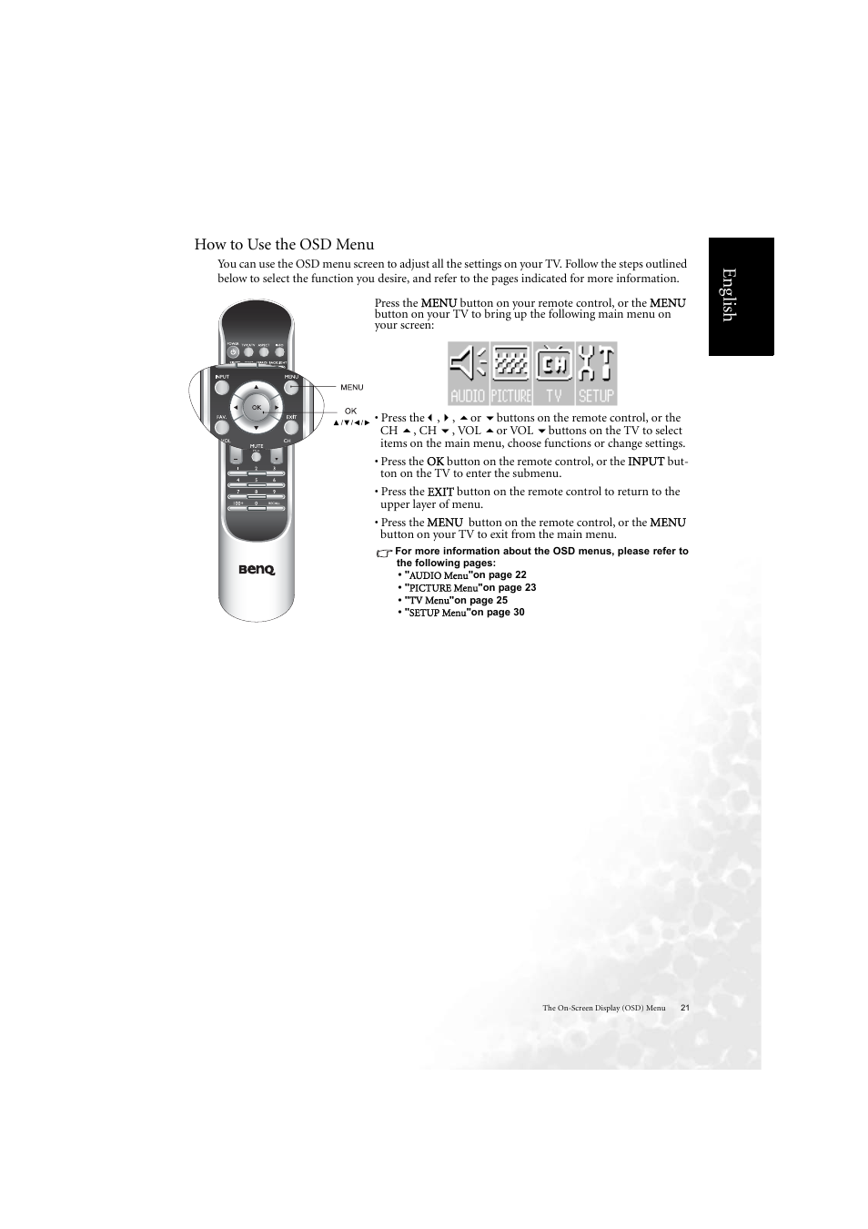 Eng lish, How to use the osd menu | BenQ DV2050 User Manual | Page 29 / 42