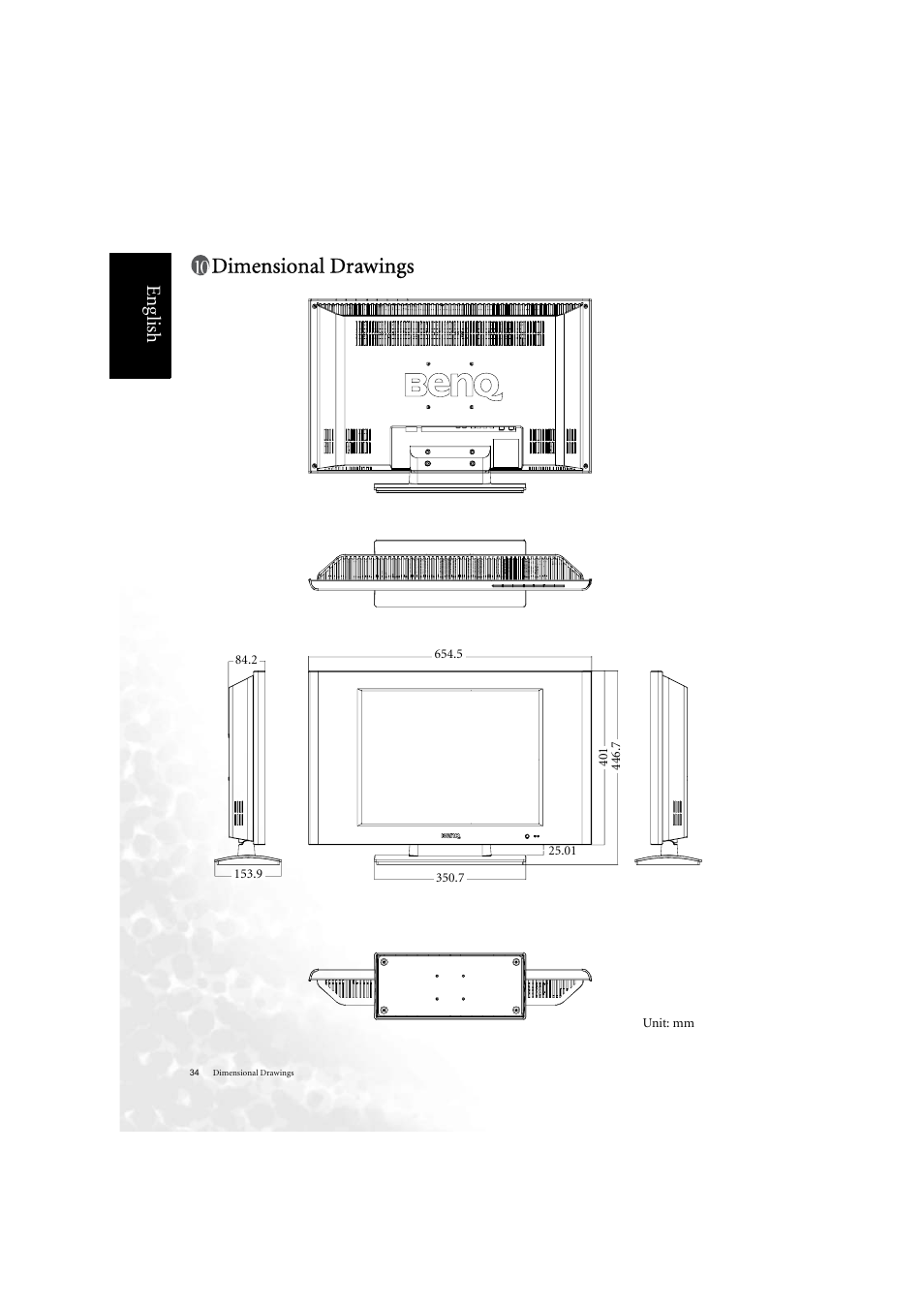 Dimensional drawings, Eng lish | BenQ DV2050 User Manual | Page 42 / 42