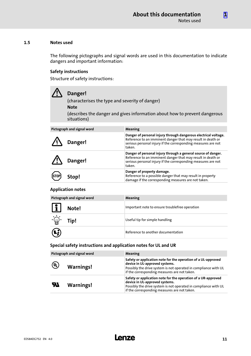 5 notes used, Notes used | Lenze 8400 motec Manual User Manual | Page 11 / 121