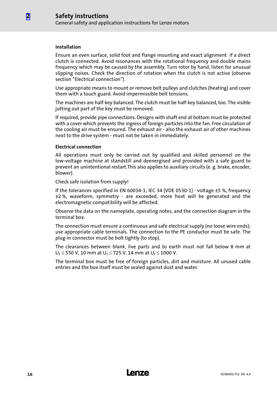 Safety instructions | Lenze 8400 motec Manual User Manual | Page 16 / 121