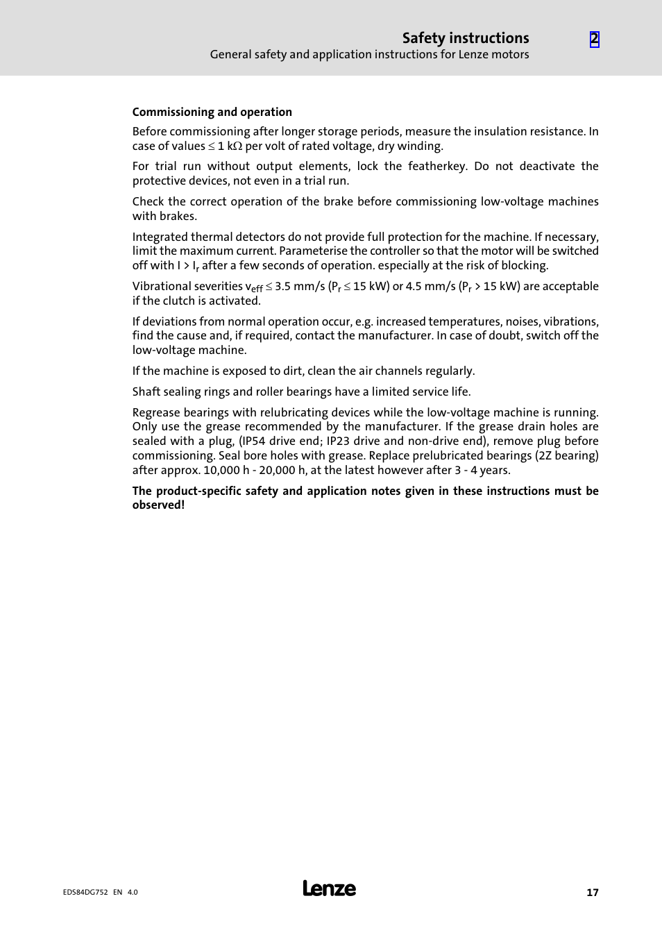 Safety instructions | Lenze 8400 motec Manual User Manual | Page 17 / 121
